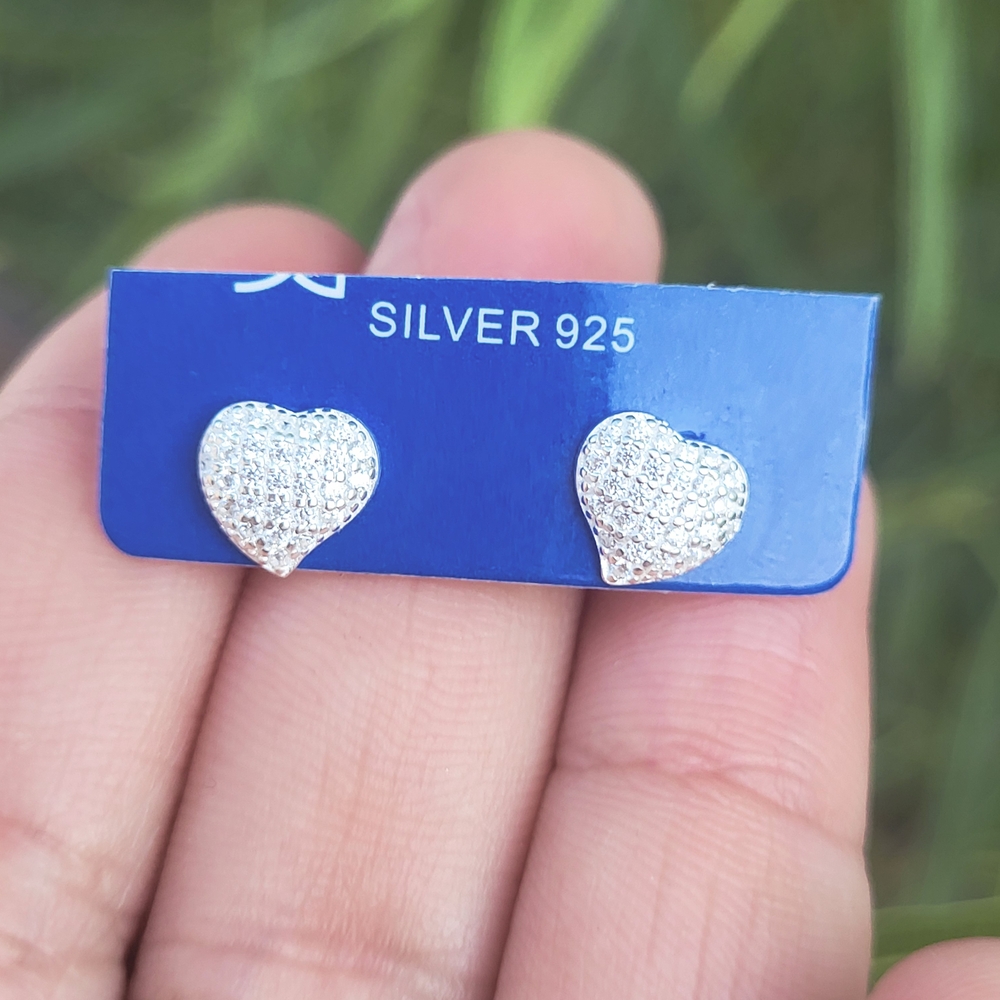 925 Italian Silver Heart Stud Earrings